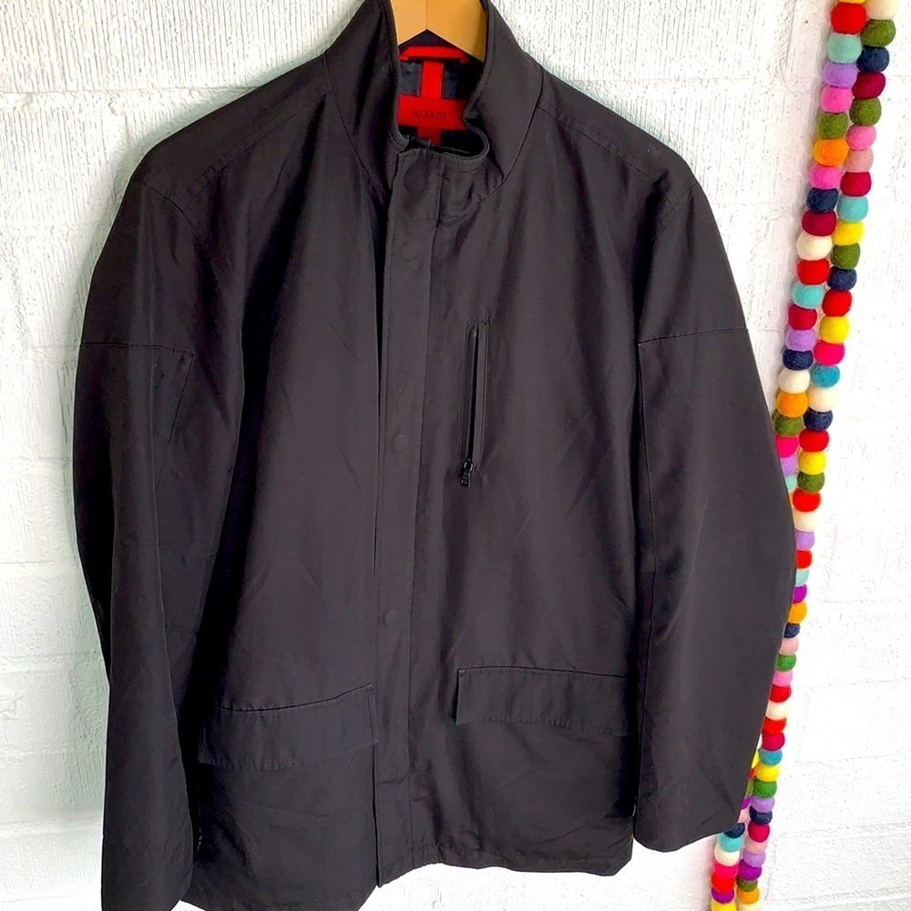 Alfani Zip Up Rain Shirt Black Jacket sz M